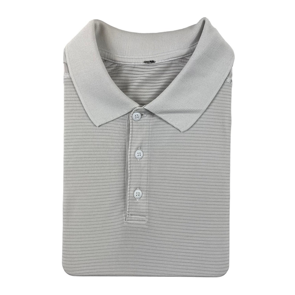 Lululemon Cream Striped Mens Performance Short Sleeve Polo Shirt XL